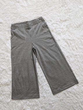 Chapter One Wide Leg Houndstooth Patch Pocket High Rise Crop Pants Cream & Black